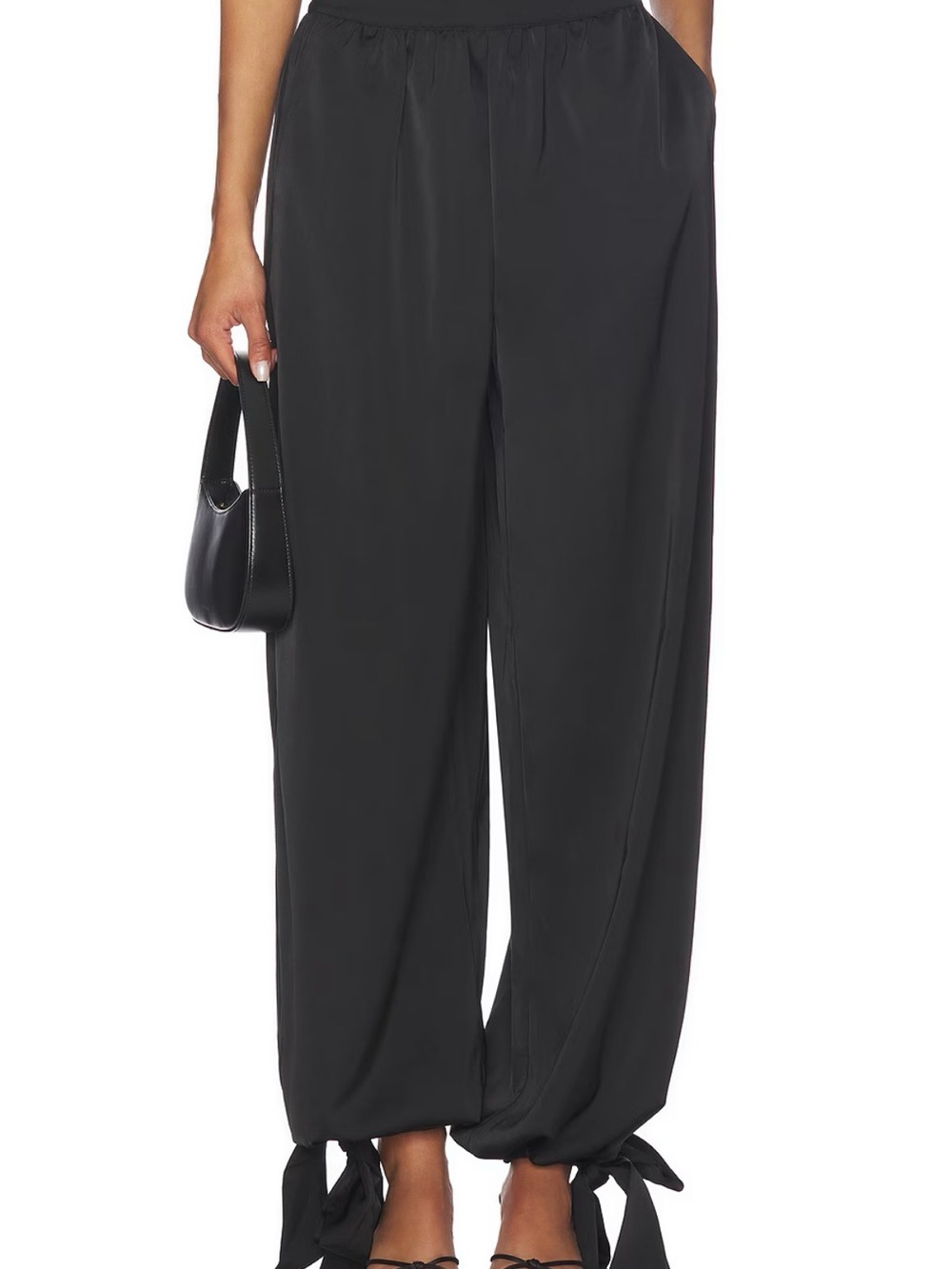 All the ways revolve calianna Wide-Leg balloon Tie Hem Pants in Black sz small